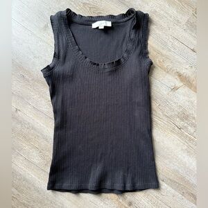 Loft Black Ribbed Tank Top